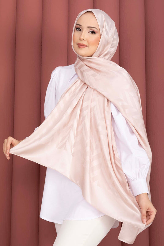 Série d'écharpes jacquard à motif zigzag couleur poudre