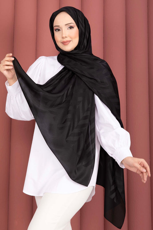 Série d'écharpes jacquard à motif zigzag noir