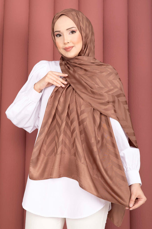 Série d'écharpes jacquard à motif zigzag couleur tabac