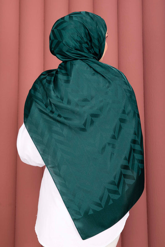 Série d'écharpes jacquard à motif zigzag Émeraude
