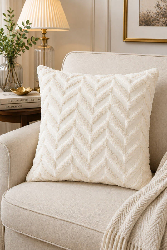 Zigzag Pattern Pillowcase - Cream Cushion Cover