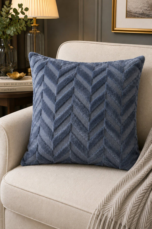 Zigzag Pattern Pillowcase - Indigo Cushion