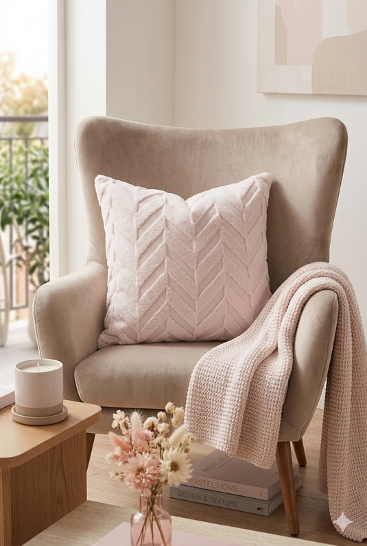 Zigzag Pattern Pillowcase - Powder Cushion