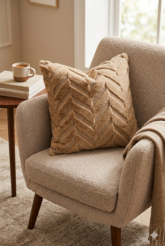 Zigzag Pattern Pillowcase - Cushion Cover Mink