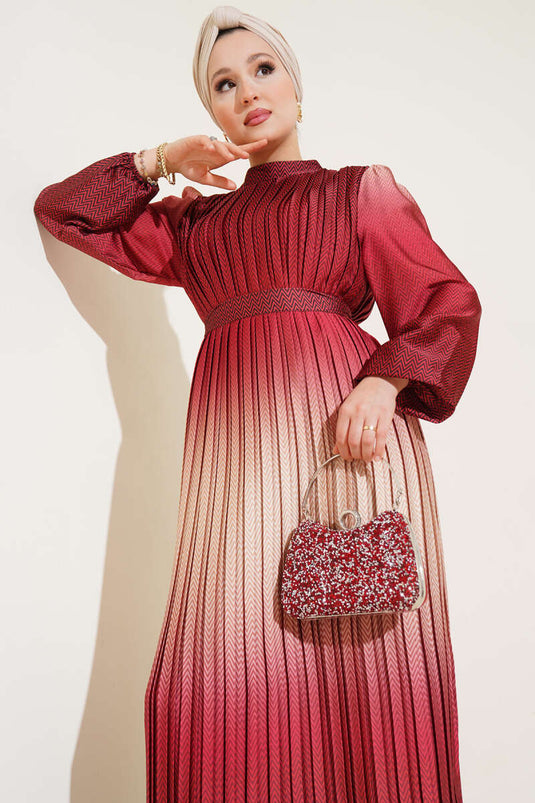 Robe de soirée plissée à motifs zigzag