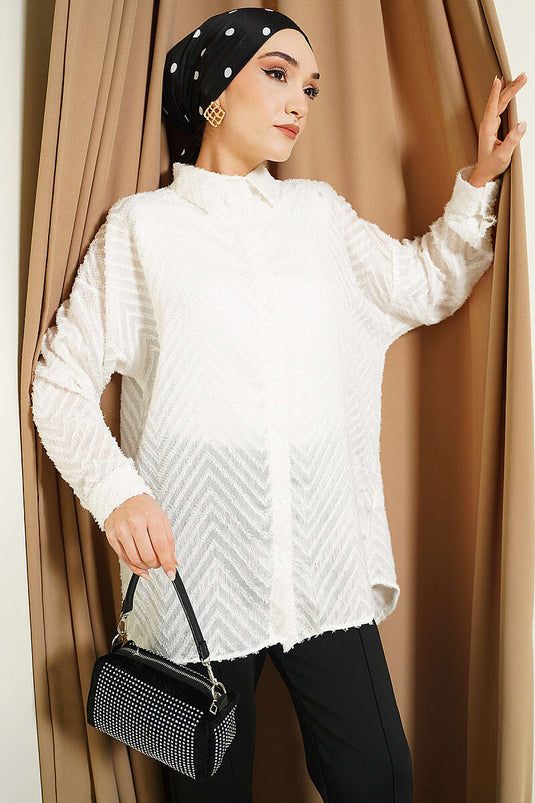 Chemise ample à franges Zikzak écru