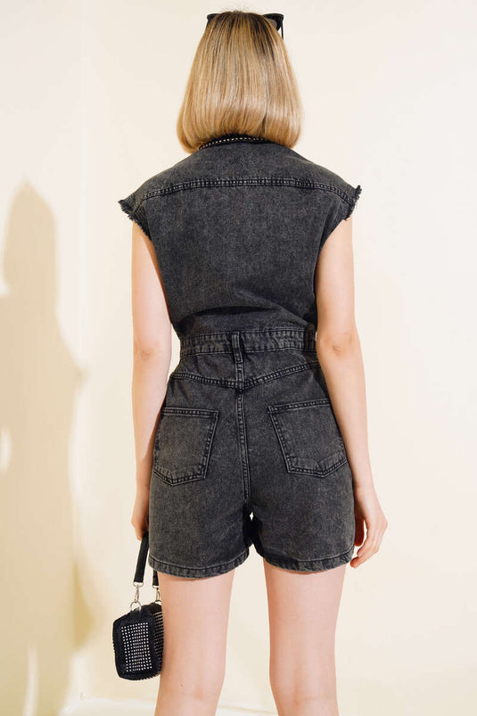 التيلة مفصلة وزرة الدنيم المدخن