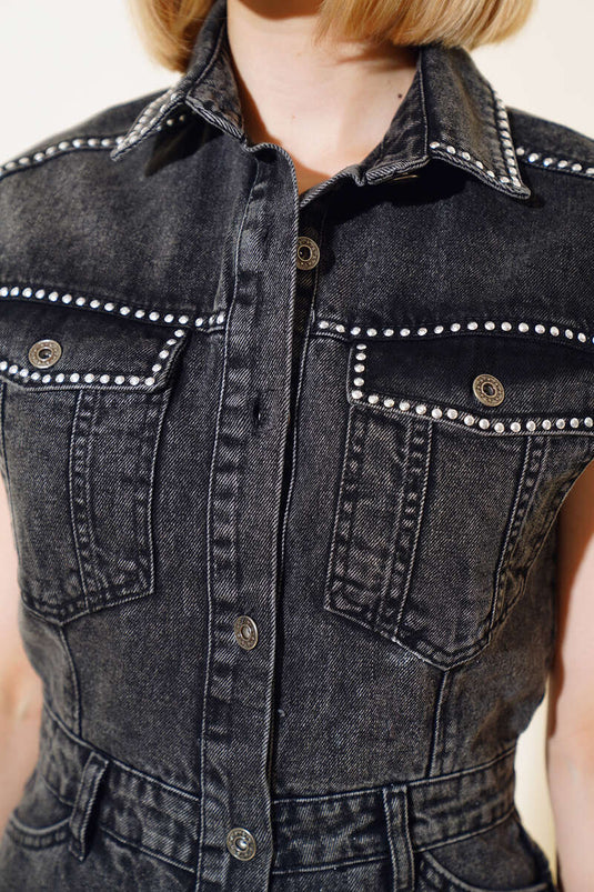 التيلة مفصلة وزرة الدنيم المدخن