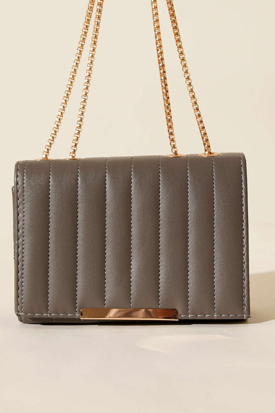 حقيبة مستطيلة بحزام سلسلة، بلاتينية