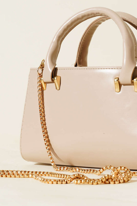 Zincir Askılı Mıknatıslı Çanta Bej