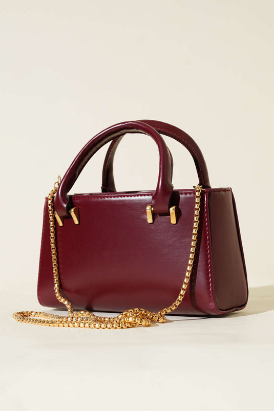 Sac magnétique à bandoulière chaîne, bordeaux