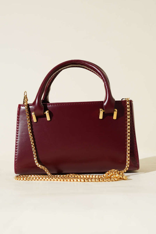 Sac magnétique à bandoulière chaîne, bordeaux