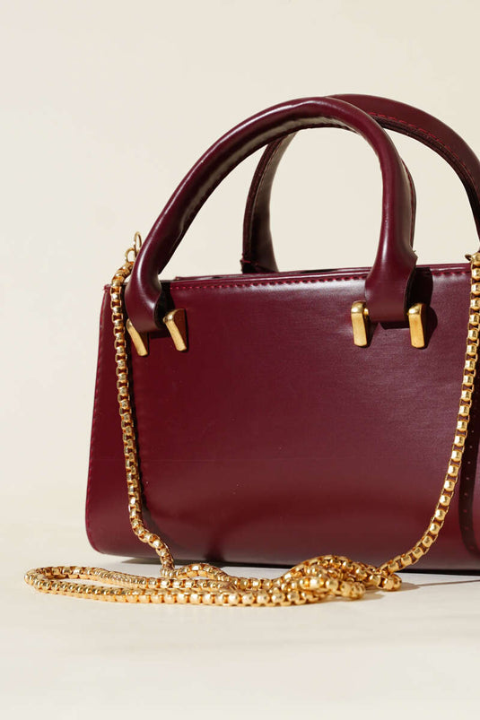 Sac magnétique à bandoulière chaîne, bordeaux