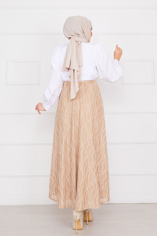 Chain Pattern Lace Skirt Mink
