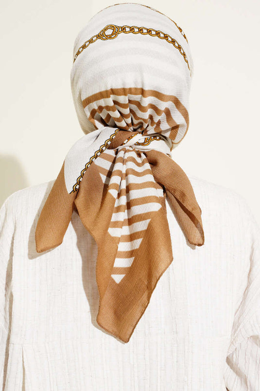 Écharpe Mio Cazz Motif Chaîne Ecru