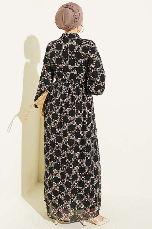 Robe En Chiffon À Boutons Et Motif Mink