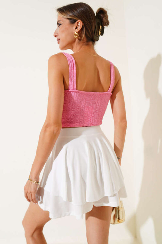 Chain Detail Strappy Blouse Pink