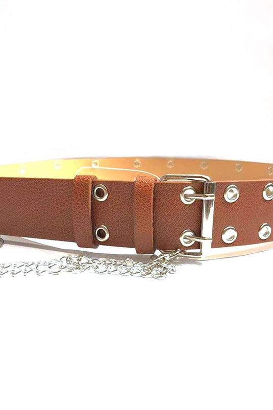 Zincir Detaylı Çift Delikli Taba Kemer