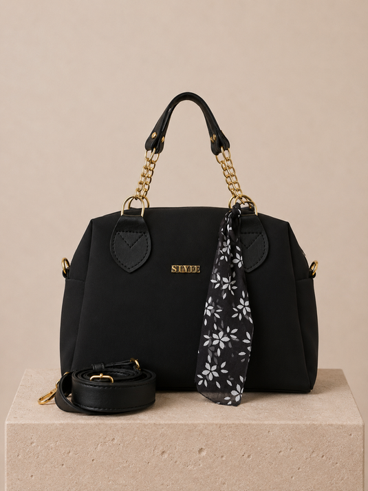 Black Hand and Shoulder Bag with Chain Detail