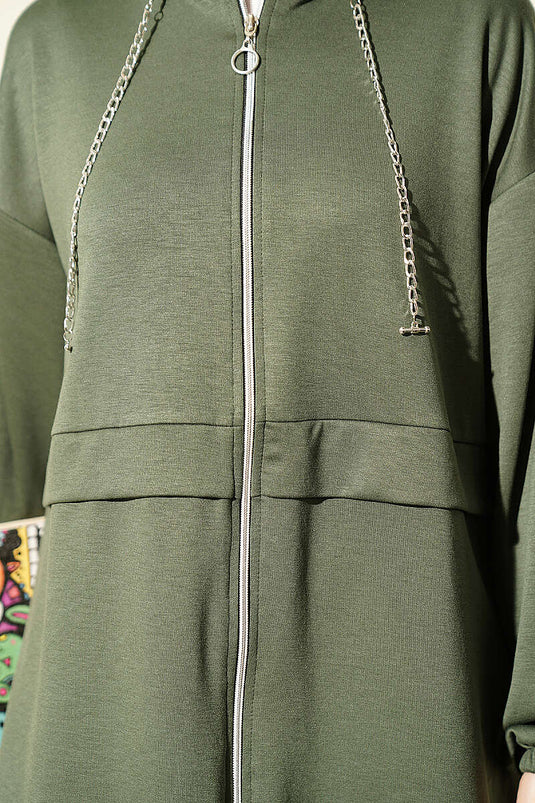 Zwei-Teiliger Set Mit Kette Und Reißverschluss Khaki
