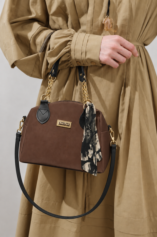 Borsa Marrone Con Manico A Catena