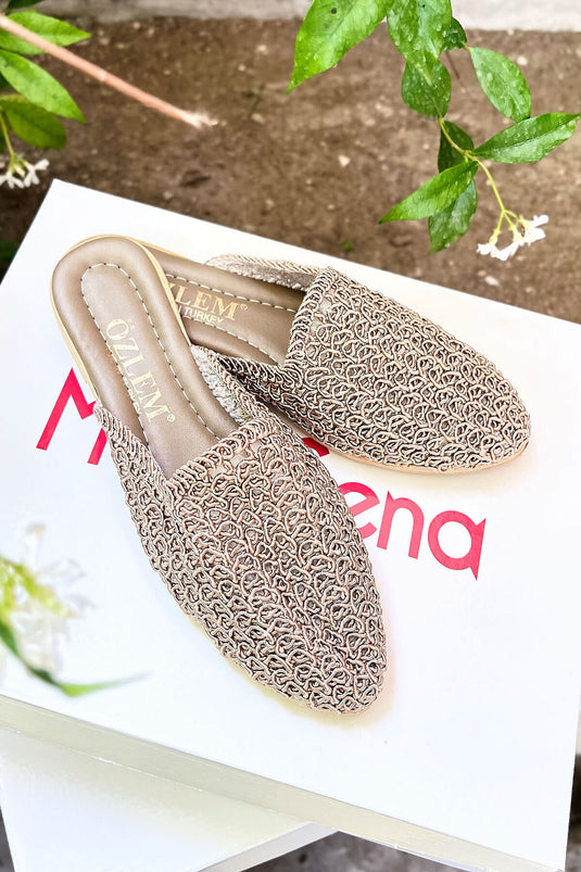 Chaussons à motifs en maille chaînette Pierre