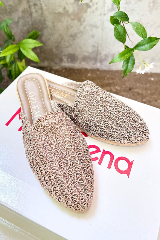 Chaussons à motifs en maille chaînette Pierre