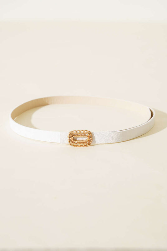 Ceinture fine blanche à boucle chaîne
