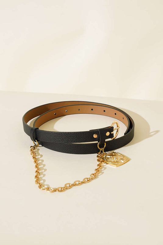 Riem met kettingsluiting zwart