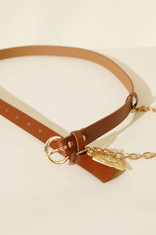 Ceinture à boucle chaîne beige