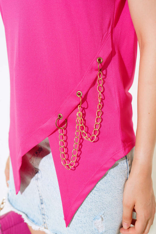 Bluse mit Kettenmuster in Fuchsia