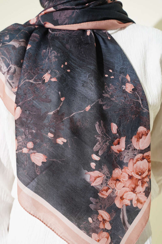 120 cm Floral Soft Scarf Latte