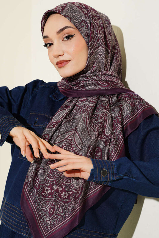 120 cm Ethnic Pattern Scarf Plum