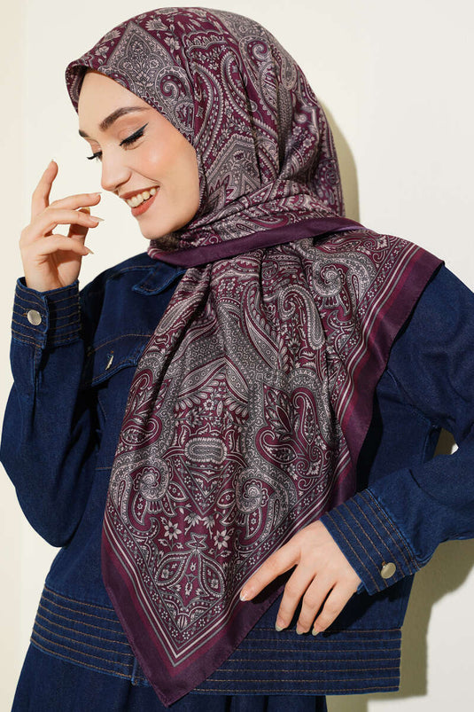 120 cm Ethnic Pattern Scarf Plum