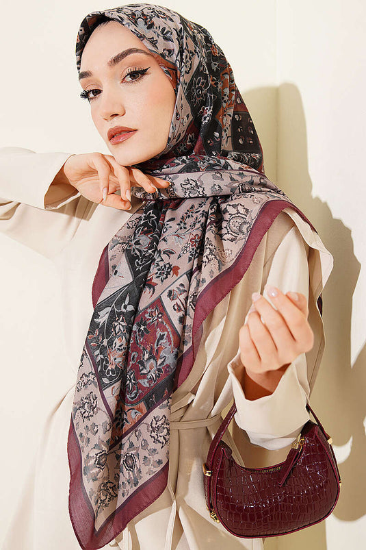 120 cm Motief Patroon Sjaal Bordeaux