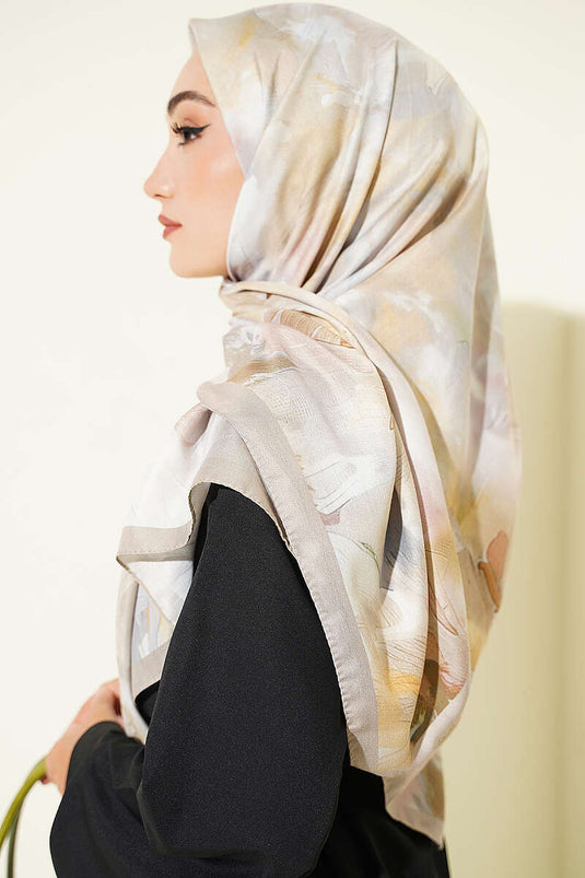 Écharpe Pastel Fleuri 120 Cm Beige