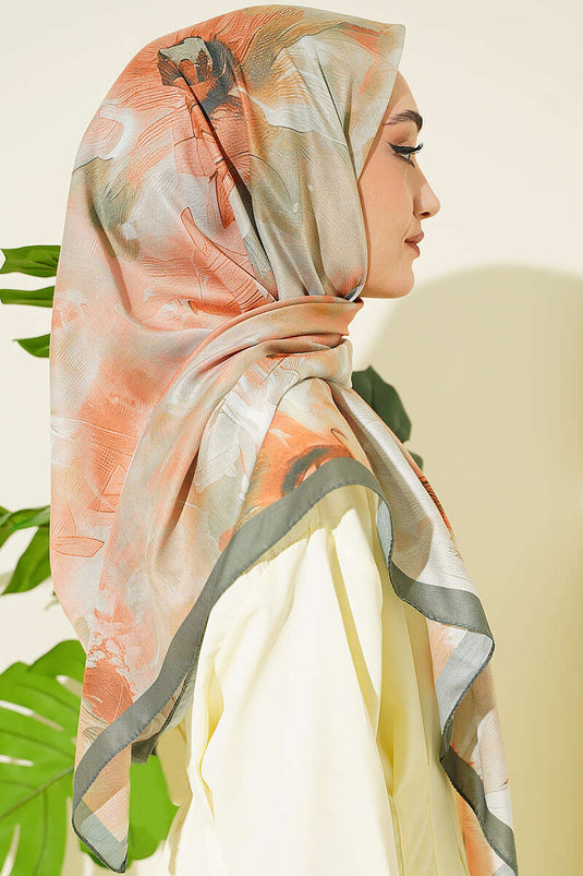120 Cm Pastel Floral Scarf Emerald