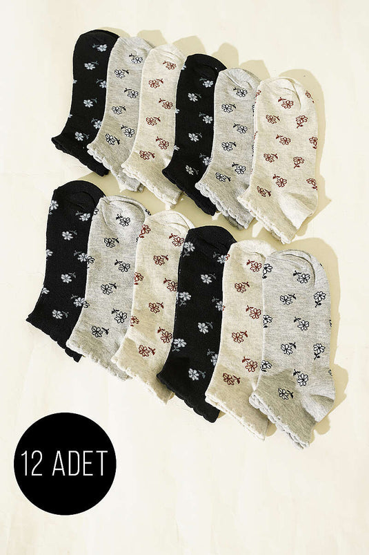 Lot de 12 paires de chaussettes à motifs pour femmes assorties 13