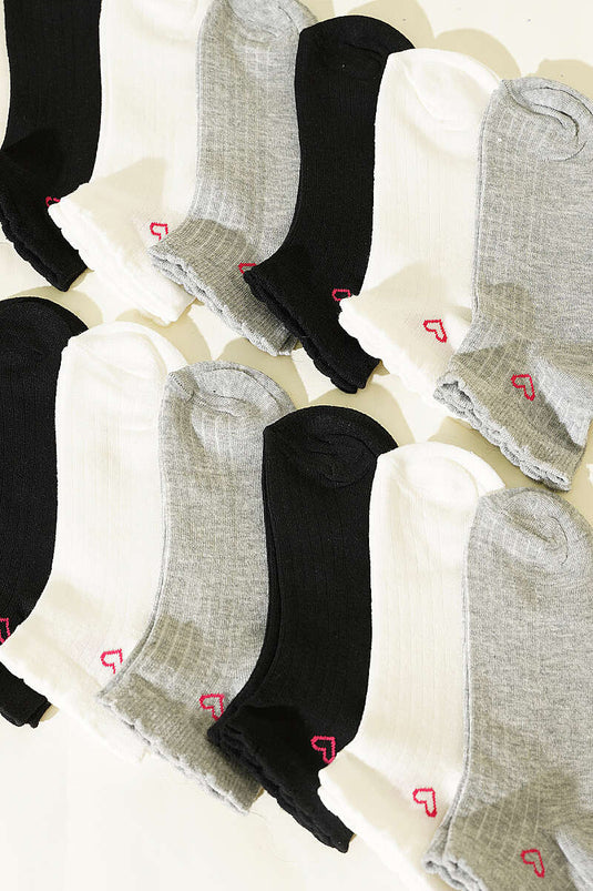 Lot de 12 chaussettes à motifs pour femmes assorties 14