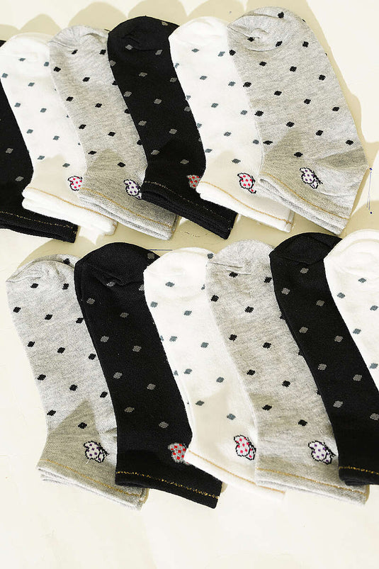 Lot de 12 chaussettes à motifs pour femmes assorties 16