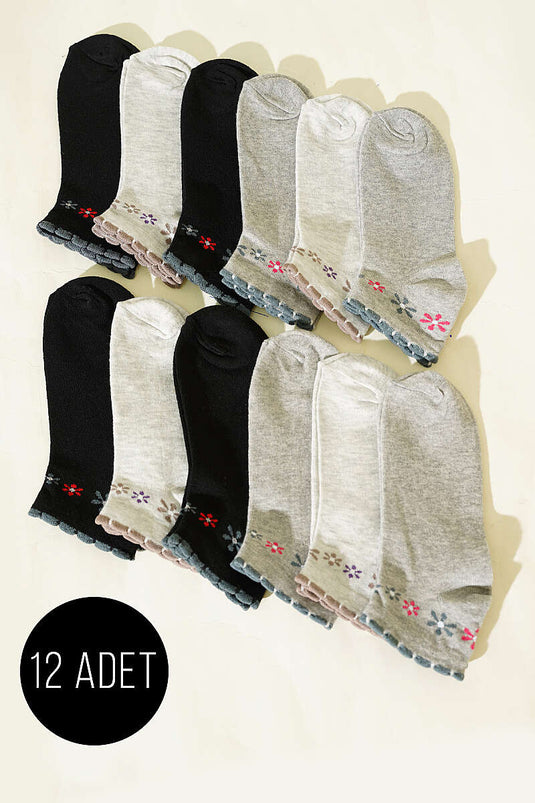Lot de 12 chaussettes à motifs pour femmes assorties 18