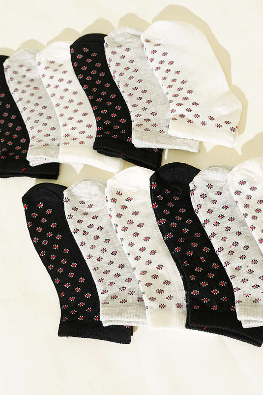 Lot de 12 paires de chaussettes à motifs pour femmes, assorties, taille 27