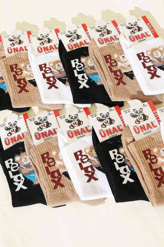 Lot de 12 paires de chaussettes pour femmes à motifs Yumoş College assorties 2