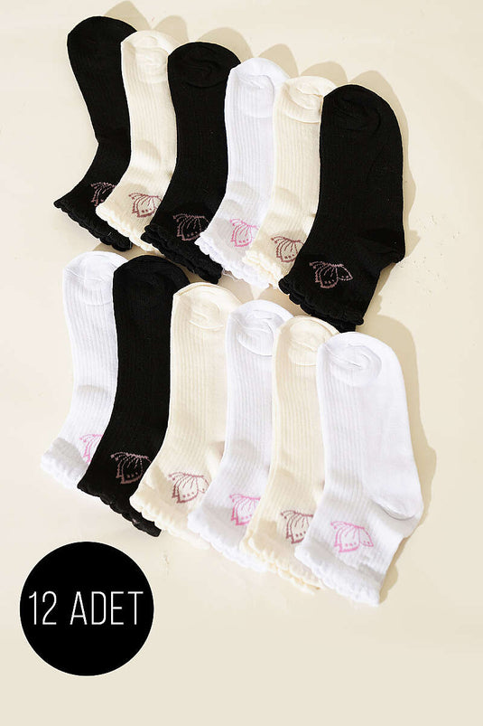 12-Pack Women's Short Cuff Socks Assorted 1