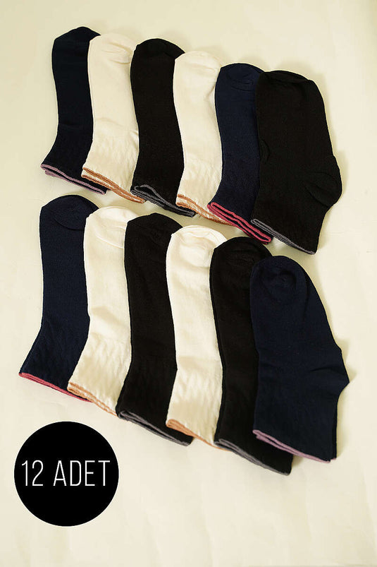 Lot de 12 paires de chaussettes courtes pour femmes, assortiment 2