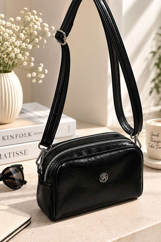 Bolso Armado De Dos Compartimentos Negro