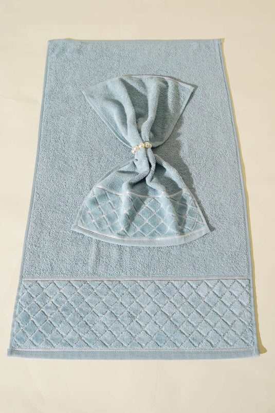 طقم مناشف مكون من قطعتين للأم وابنتها، أزرق