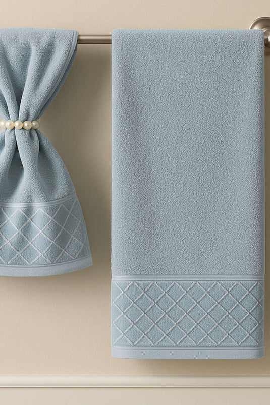 طقم مناشف مكون من قطعتين للأم وابنتها، أزرق