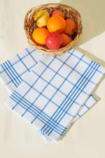 Lot De 2 Serviettes De Cuisine Carreaux Bleu Marine