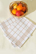 Lot de 2 torchons de cuisine à motif carré Latte